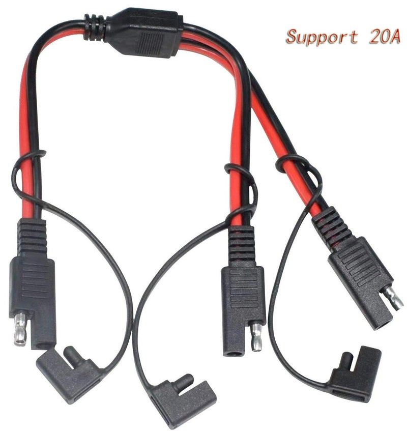 BERLAT 14AWG SAE DC Power Automotive Connector Cable Y Splitter 1 to 2 SAE Extension Cable, Fit for Suitable for Solar Battery Connection and Transfer 12inch/30cm - with Protective Cover - Image 3